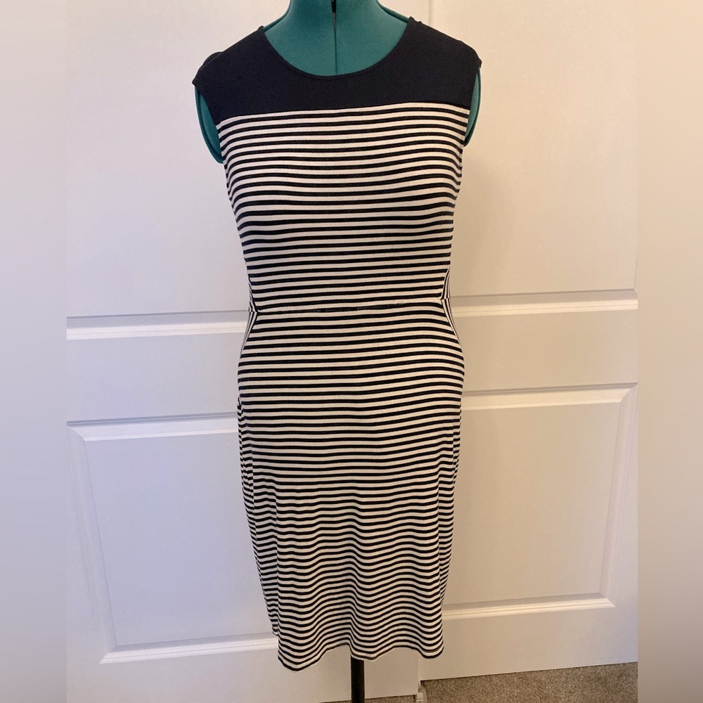 41 Hawthorne navy striped dress. Size large